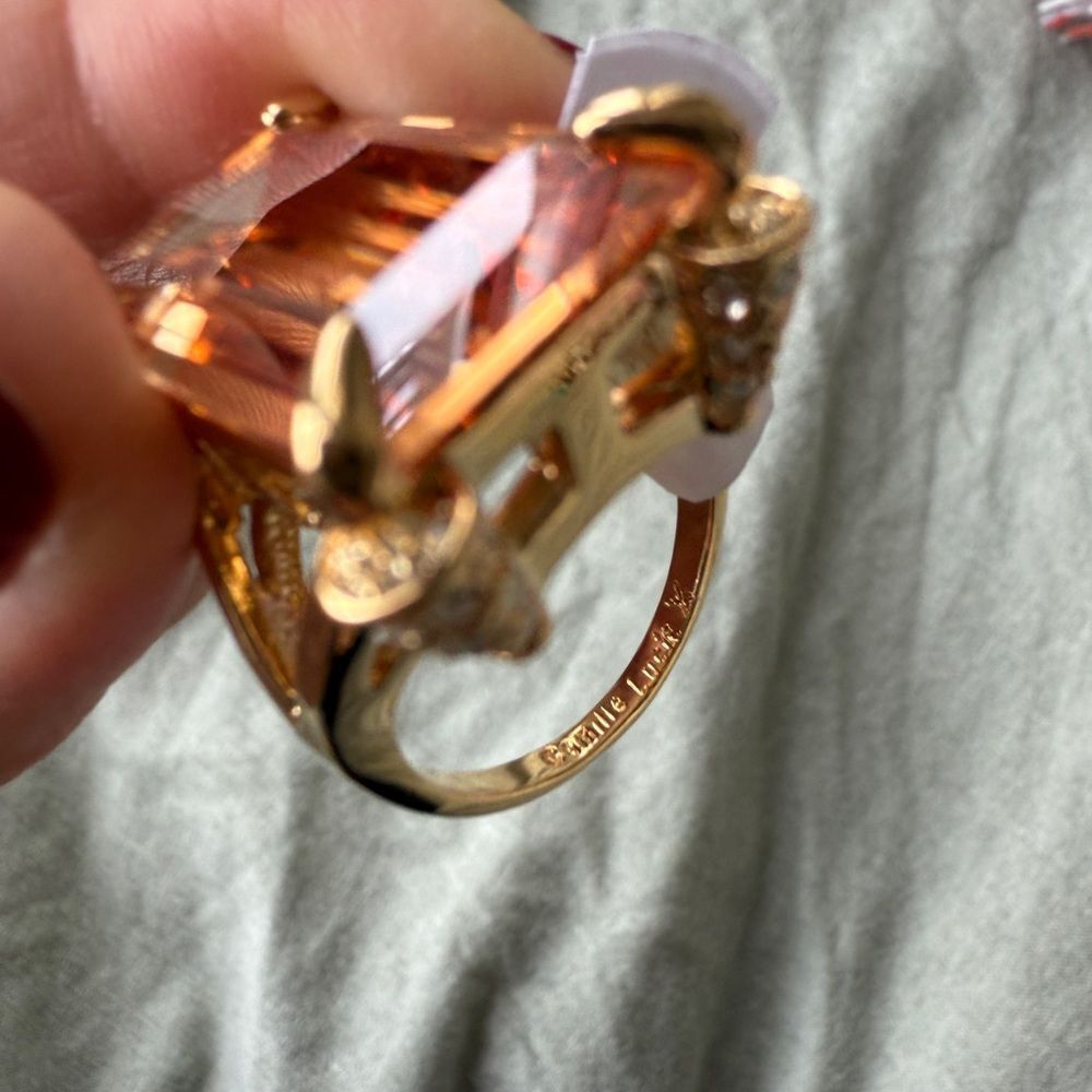 NWT 90s Camille Lucie 14 K Gold Plated Sterling Silver Massive Citrine Swarovski - Picture 9 of 9